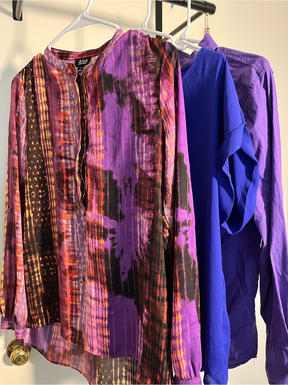 3 blouses: a.n.a., Forever 21, and a new day